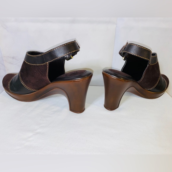 Tommy Hilfiger sling back brown patchwork heels. Size 8.5M Mable - Picture 4 of 12